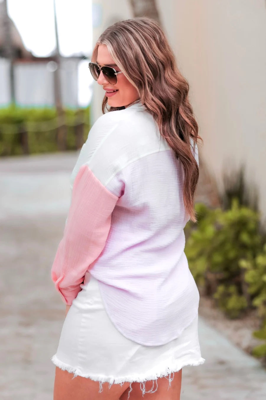 Sweeten Up Color Block Gauze Top PINK (Sydney)