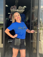 Bella+Canvas unisex tee with crisp screen-printed antlers framing 'DEER CREEK' and discreetly tagged 'BLACK SWAN' below for a signature look