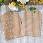 Two wedding-themed question cards on a textured surface with flowers in the background.