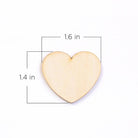 Wooden heart shape with measurements on a white background