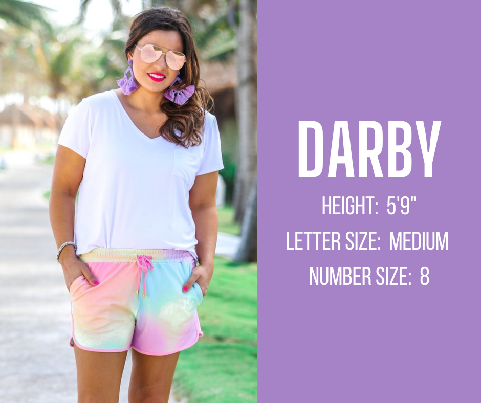 everyday shorts model specs for DARBY