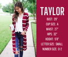 fall and winter model specs for TAYLOR