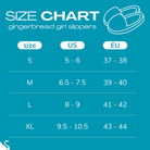 size chart for GINGERBREAD GIRL SLIPPERS