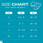 size chart for LUXE VELVET SLIPPERS