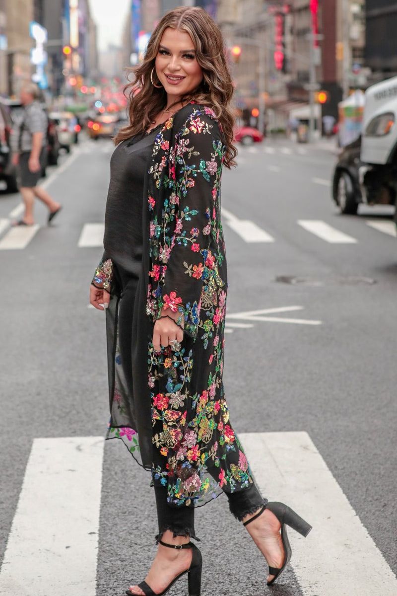 Here to Dazzle Floral Sequin Kimono SYDNEY