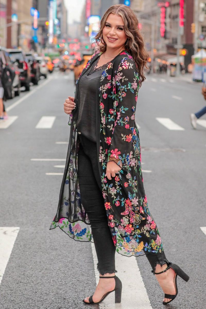 Here to Dazzle Floral Sequin Kimono SYDNEY