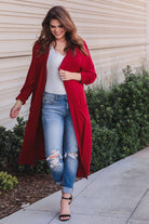 Spiced Up Long Pocket Cardigan RED (Brittany)