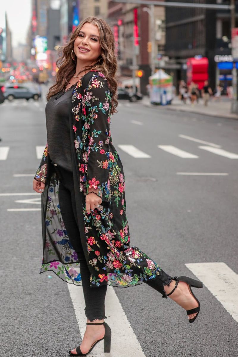 Here to Dazzle Floral Sequin Kimono SYDNEY