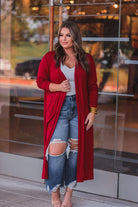 Spiced Up Long Pocket Cardigan RED (Sydney)