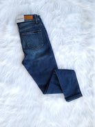 Mid-Rise Non-Distressed Dark Wash Skinny Jeans FLATLAY