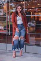 Spiced Up Long Pocket Cardigan RUST (Sydney)