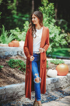 Spiced Up Long Pocket Cardigan RUST (Taylor)