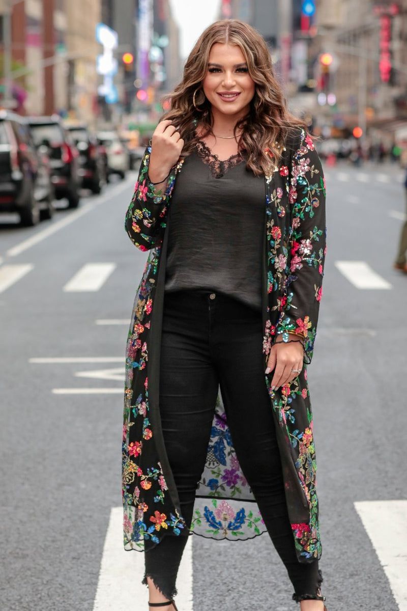 Here to Dazzle Floral Sequin Kimono SYDNEY