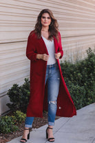 Spiced Up Long Pocket Cardigan RED (Brittany)