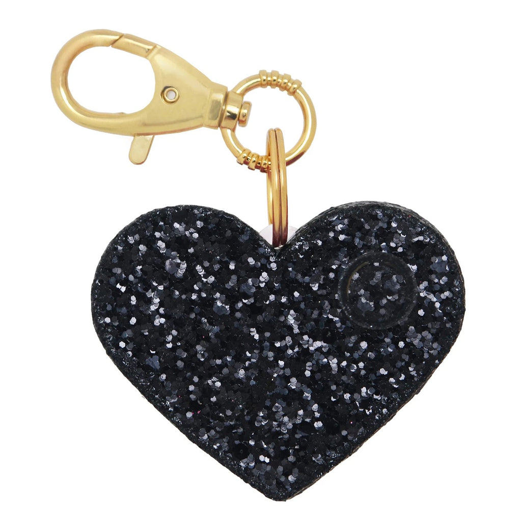 Personal Security Alarm - Glitter Heart (Black FRONT)