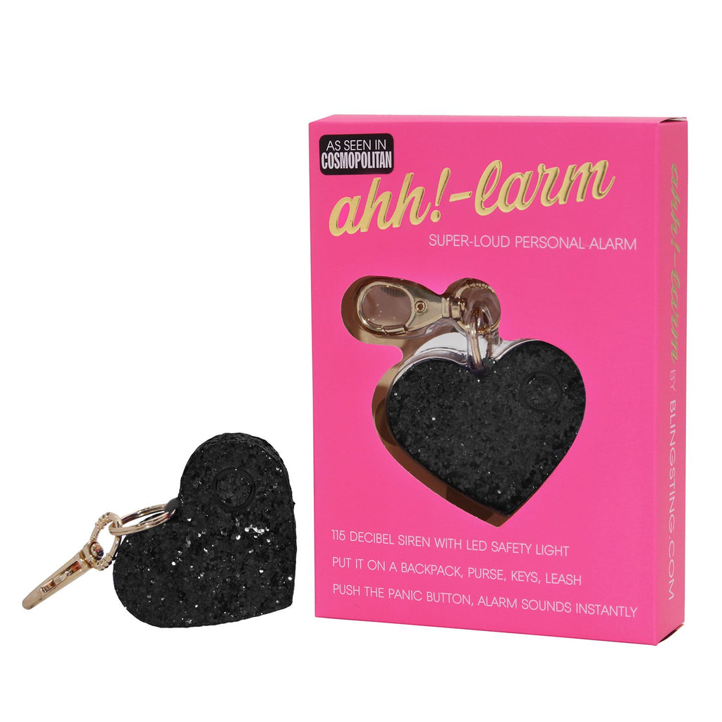 Personal Security Alarm - Glitter Heart (Black PACKAGING)