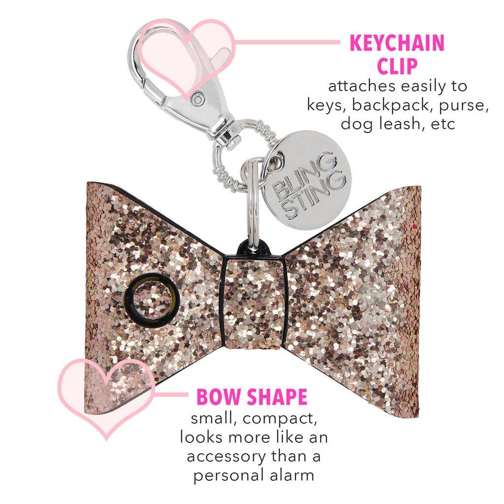 Personal Security Alarm - Glitter Bow (Rose Gold DETAILS)