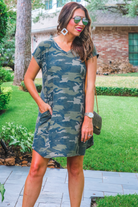 Cassie Camo Pocket Dress GREEN (Jess)