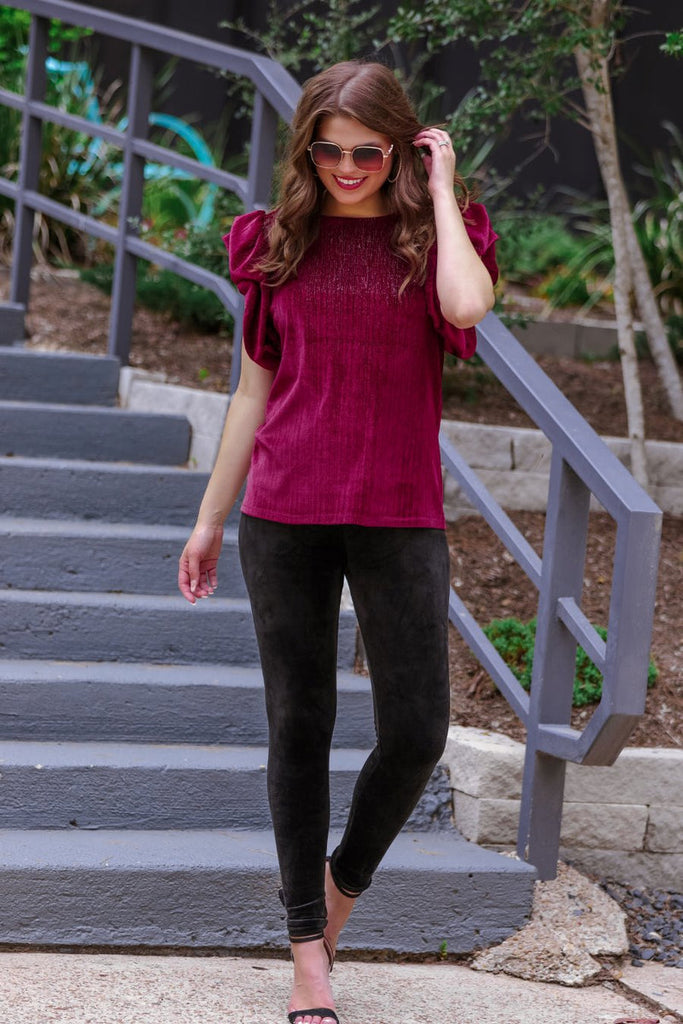 luxurious velvet material leggings with stretch