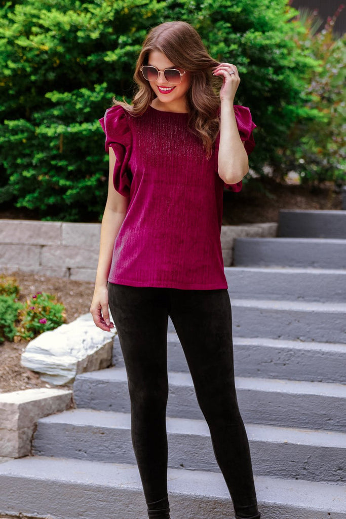 luxurious velvet material leggings with stretch