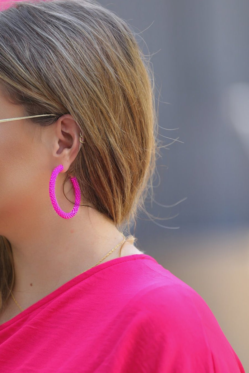 American Honey Hoop Earrings PINK (Sydney)