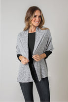 Cozy Heathered Bordeaux Cardi Wrap (Front Open)