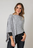 Cozy Heathered Bordeaux Cardi Wrap (Front Over Shoulder)