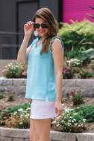 Cyrus Ruffle Top AQUA