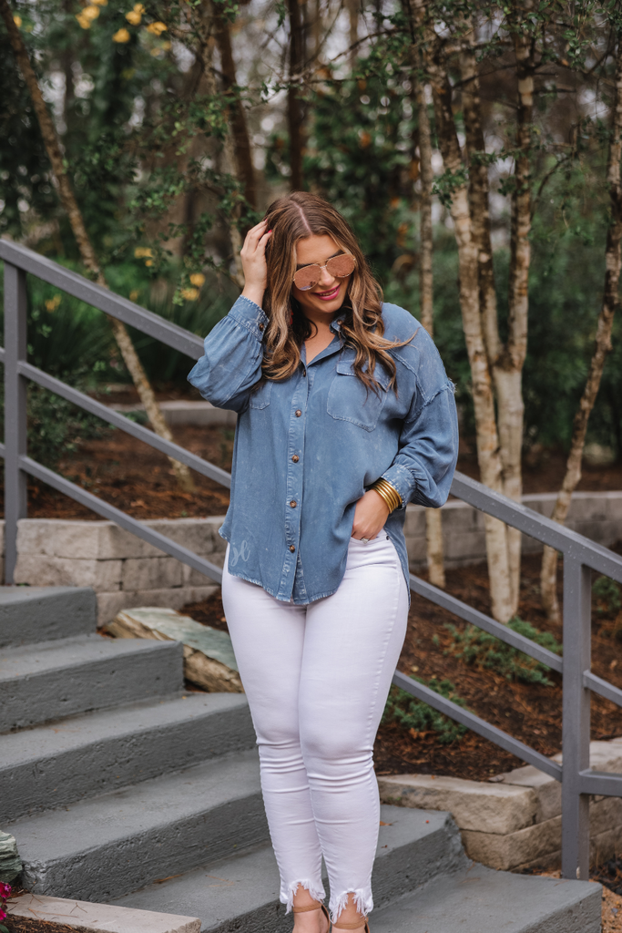 Dean Button Up Top CHAMBRAY
