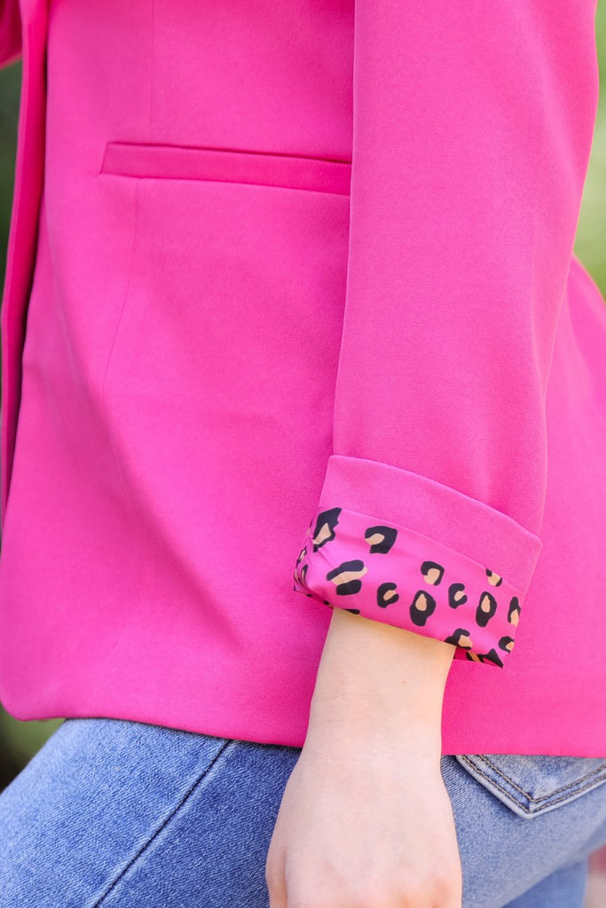 Get To Work Pink Leopard Blazer PINK (Brittany)