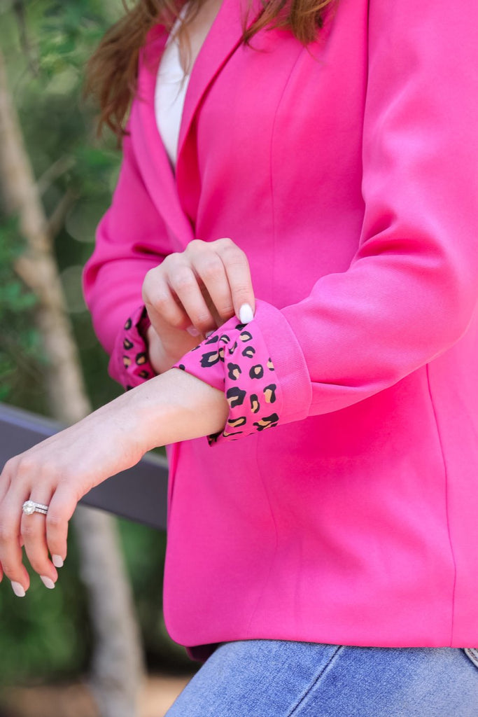 Get To Work Pink Leopard Blazer PINK (Brittany)