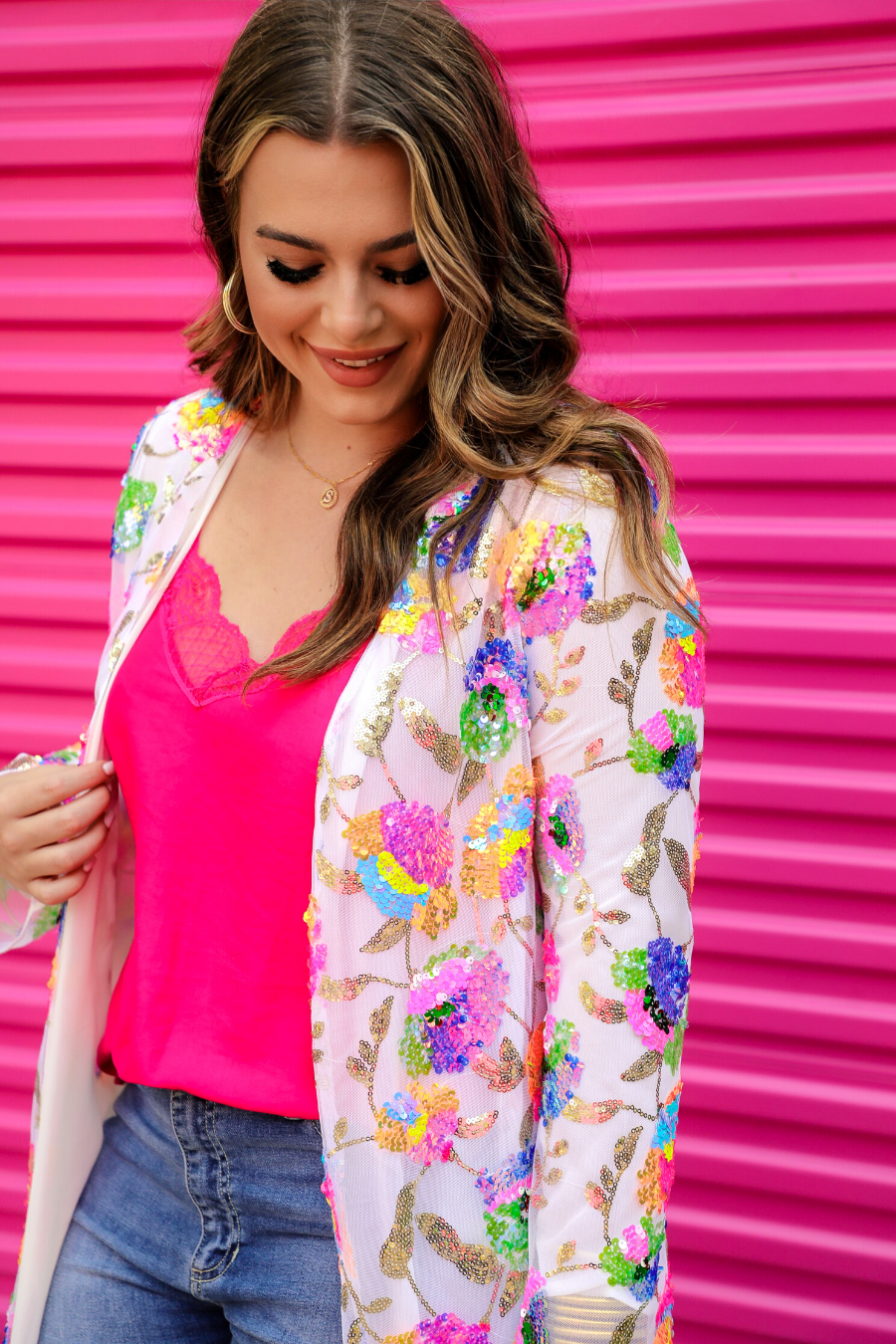 Glamorous Floral Sequin Kimono SYDNEY