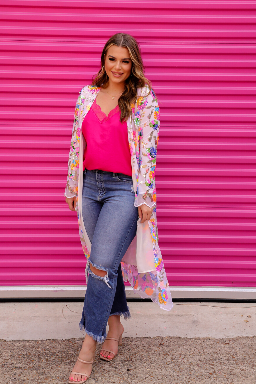 Glamorous Floral Sequin Kimono SYDNEY