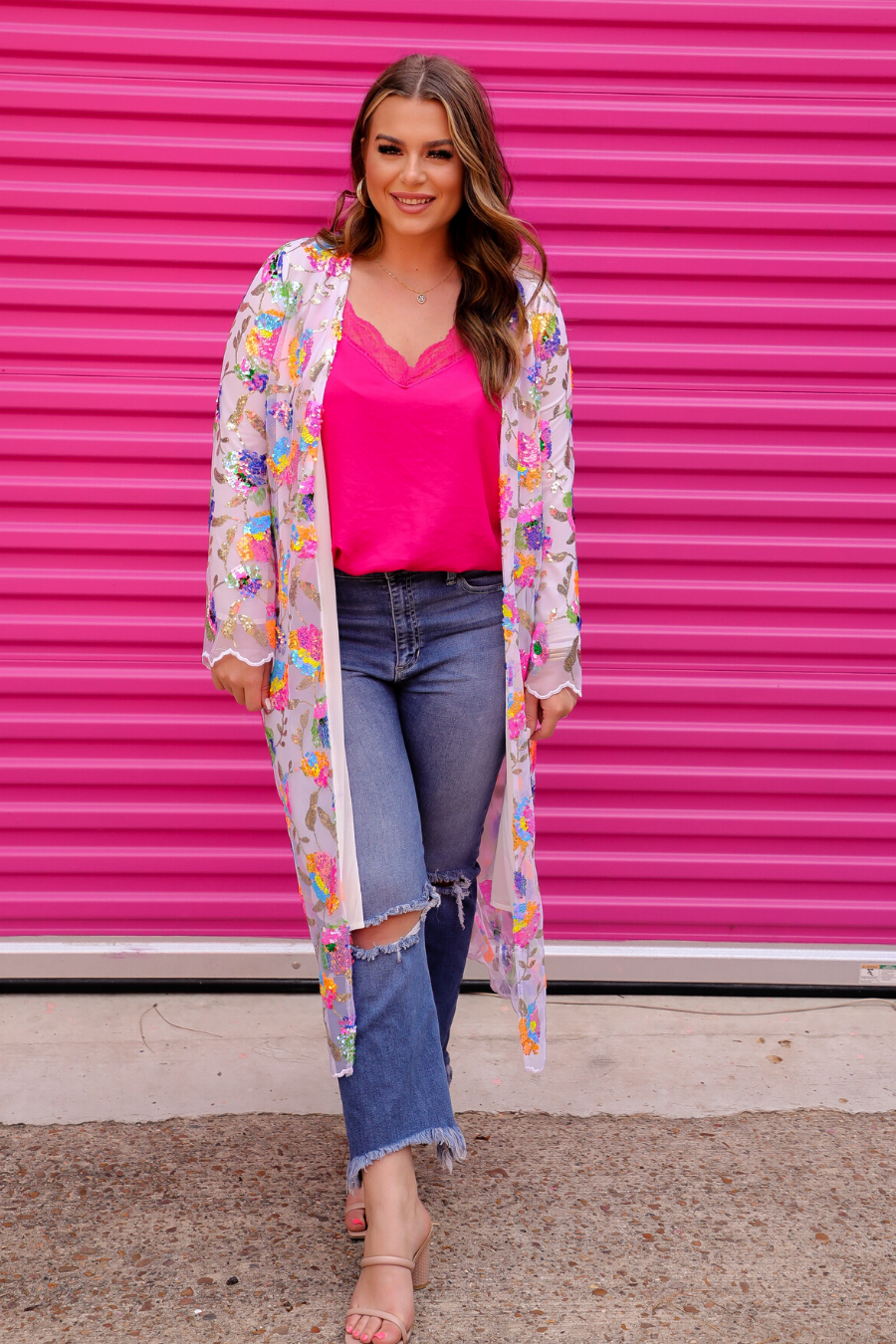 Glamorous Floral Sequin Kimono SYDNEY