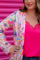 Glamorous Floral Sequin Kimono SYDNEY