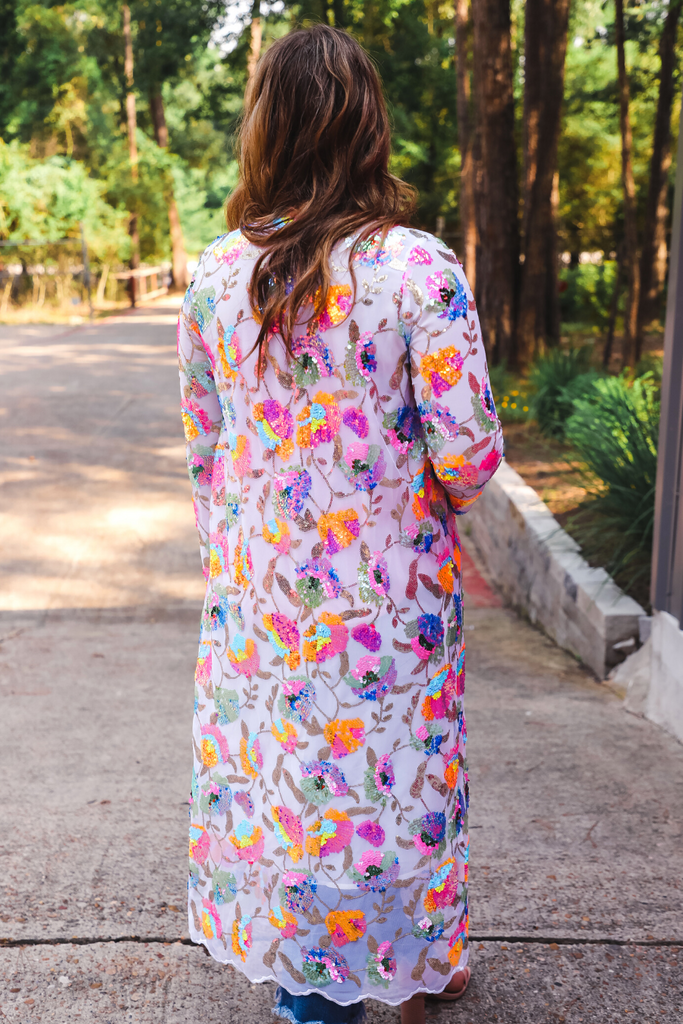 Glamorous Floral Sequin Kimono SYDNEY