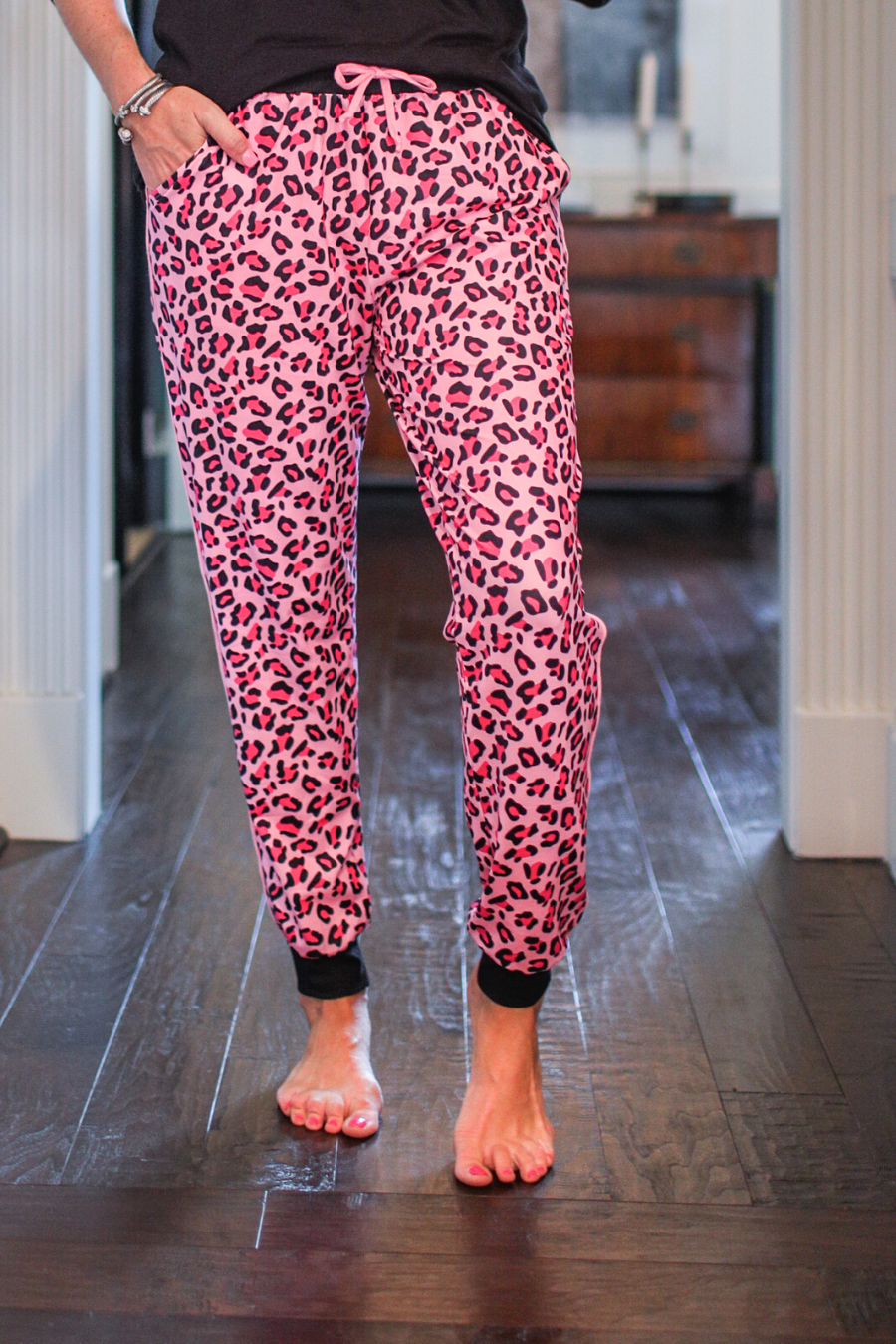 Gossip Girl Pink Leopard Drawstring Everyday Joggers (Jess)