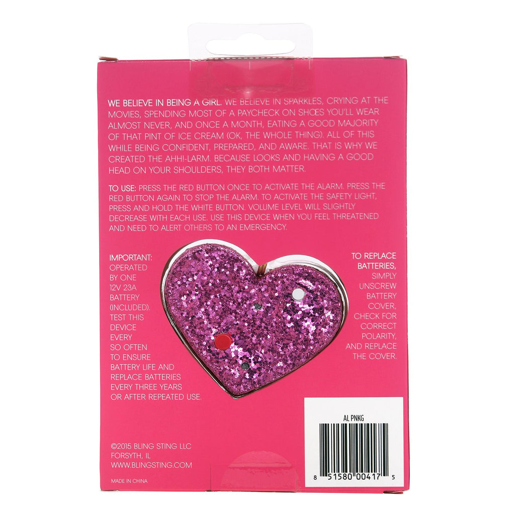 Personal Security Alarm - Glitter Heart (Pink PACKAGING)