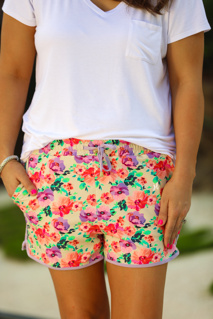 Island Essence Floral Drawstring Everyday Shorts DARBY