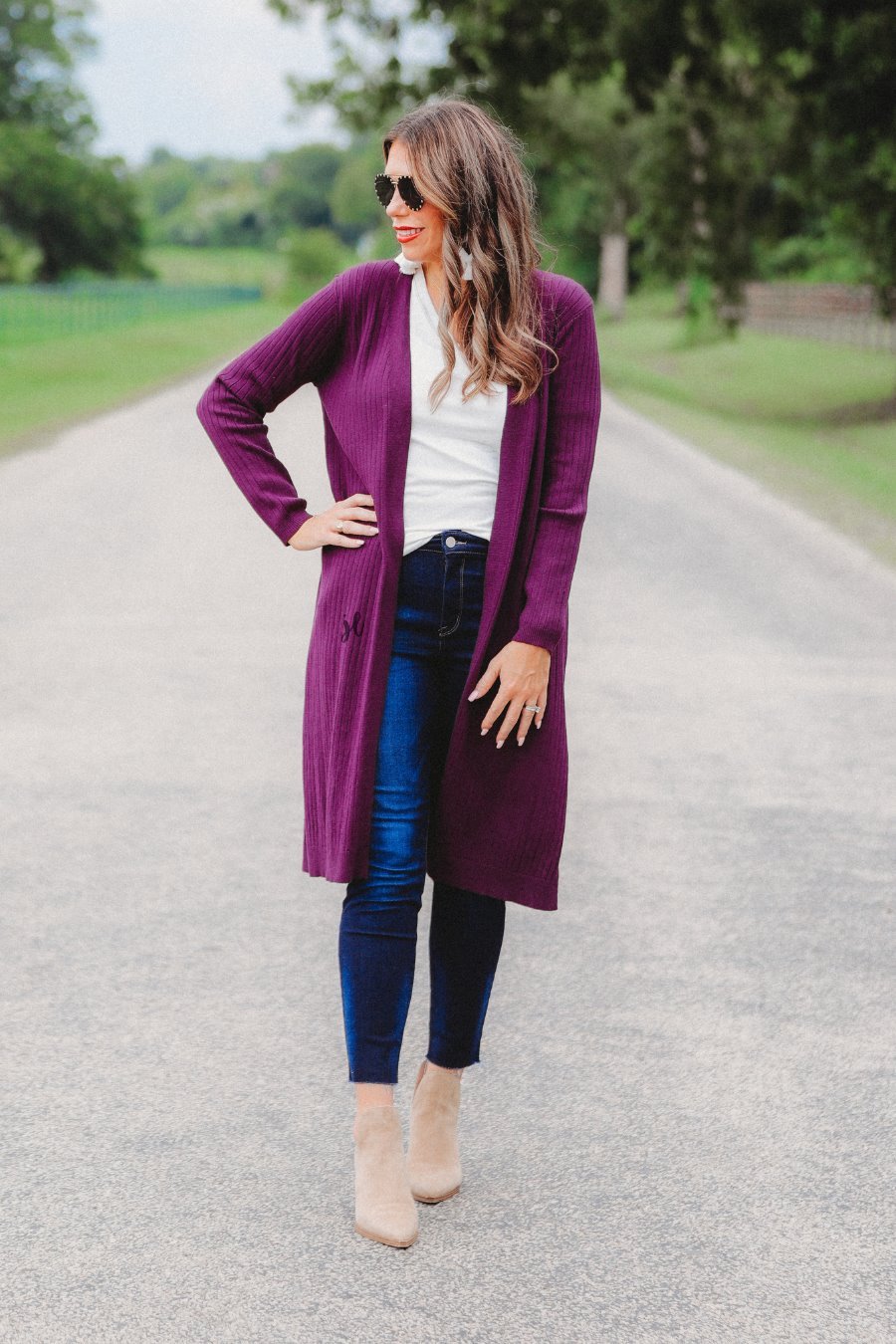 Jaded Ribbed Cardigan PLUM (Jess)