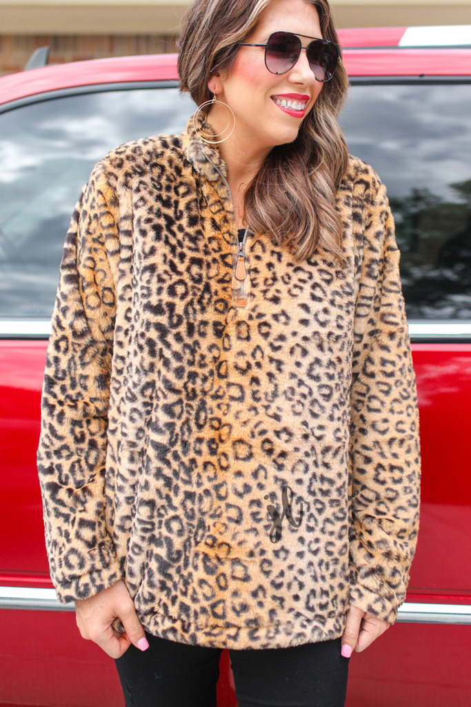 Leopard Goddess Faux Fur Pullover LEOPARD (Jess)