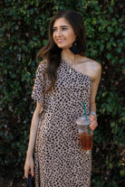 Let's Talk Leopard One Shoulder Maxi Dress