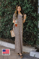 Let's Talk Leopard One Shoulder Maxi - MADE IN USA