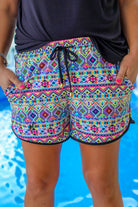 Maya Aztec Drawstring Everyday Shorts DARBY