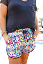 Maya Aztec Drawstring Everyday Shorts DARBY