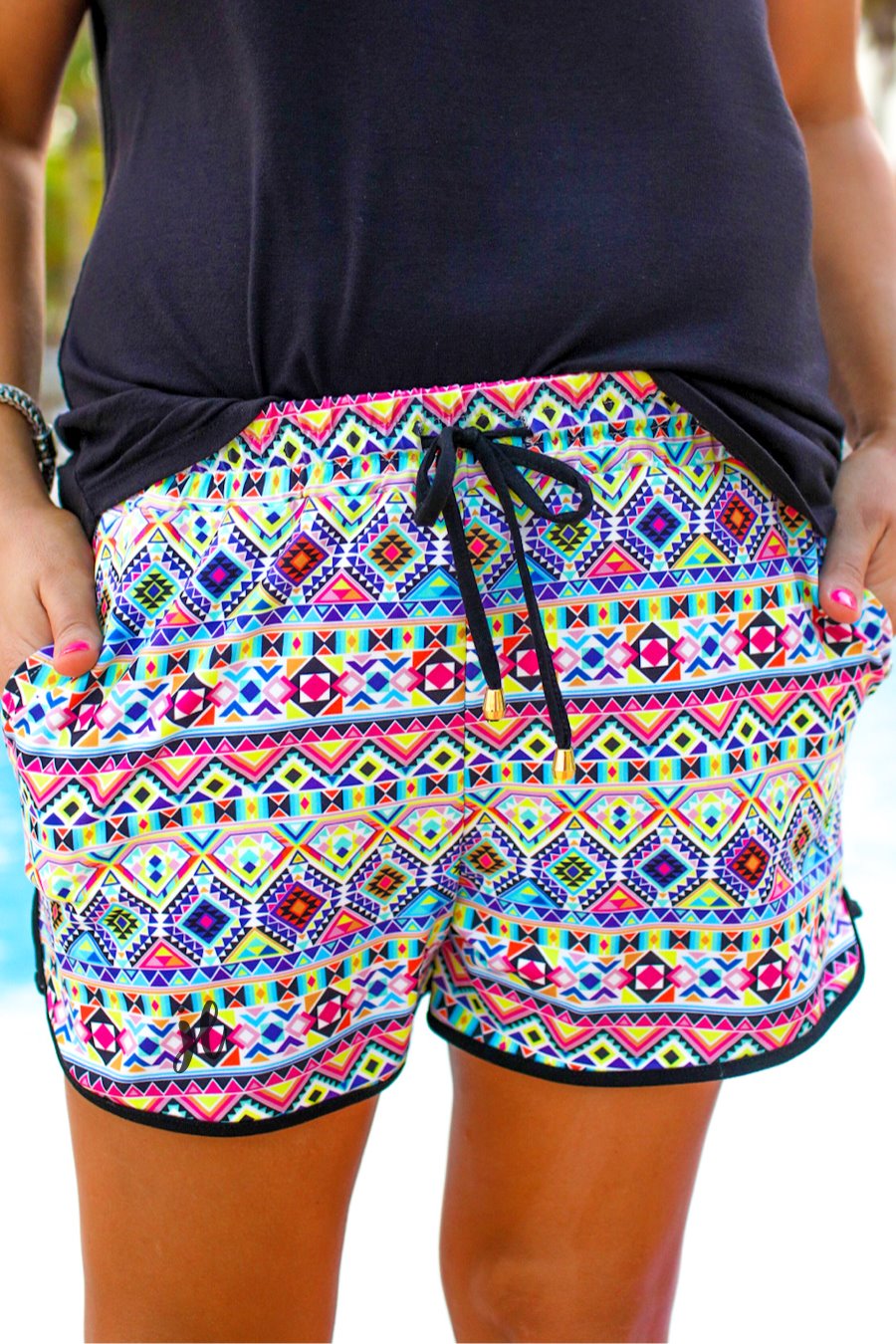 Maya Aztec Drawstring Everyday Shorts DARBY