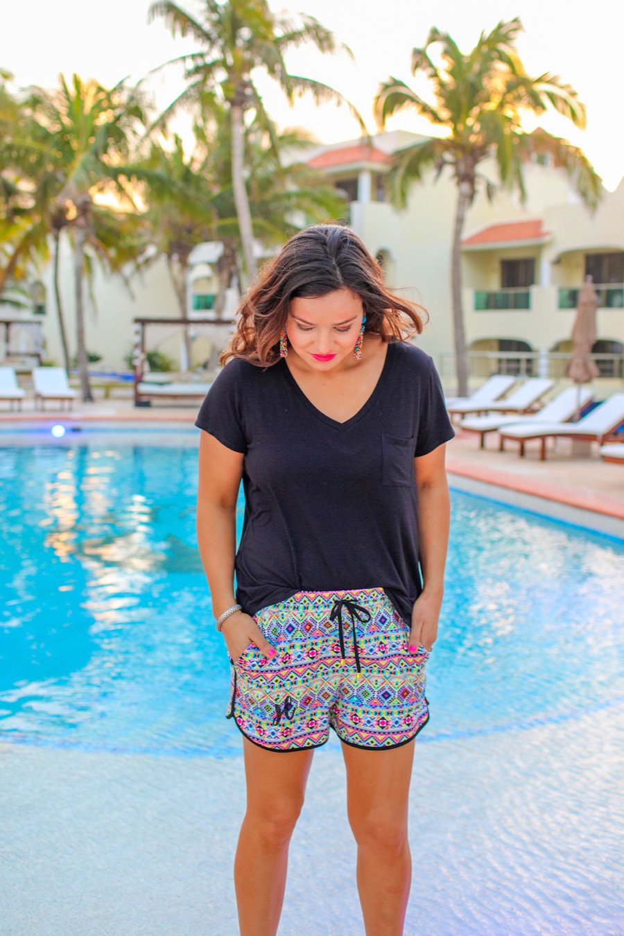 Maya Aztec Drawstring Everyday Shorts DARBY