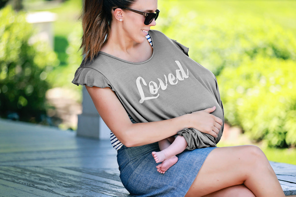 "LOVED" T-Shirt Nursing Cover (Lifestyle)