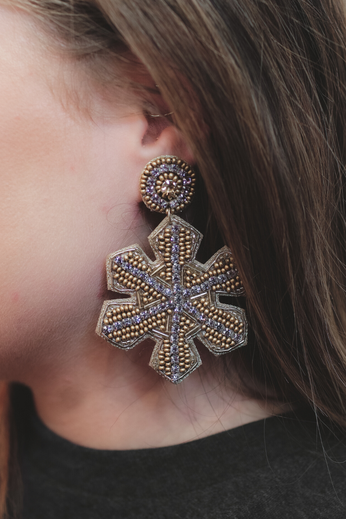 Snow Day Snowflake Earrings GOLD