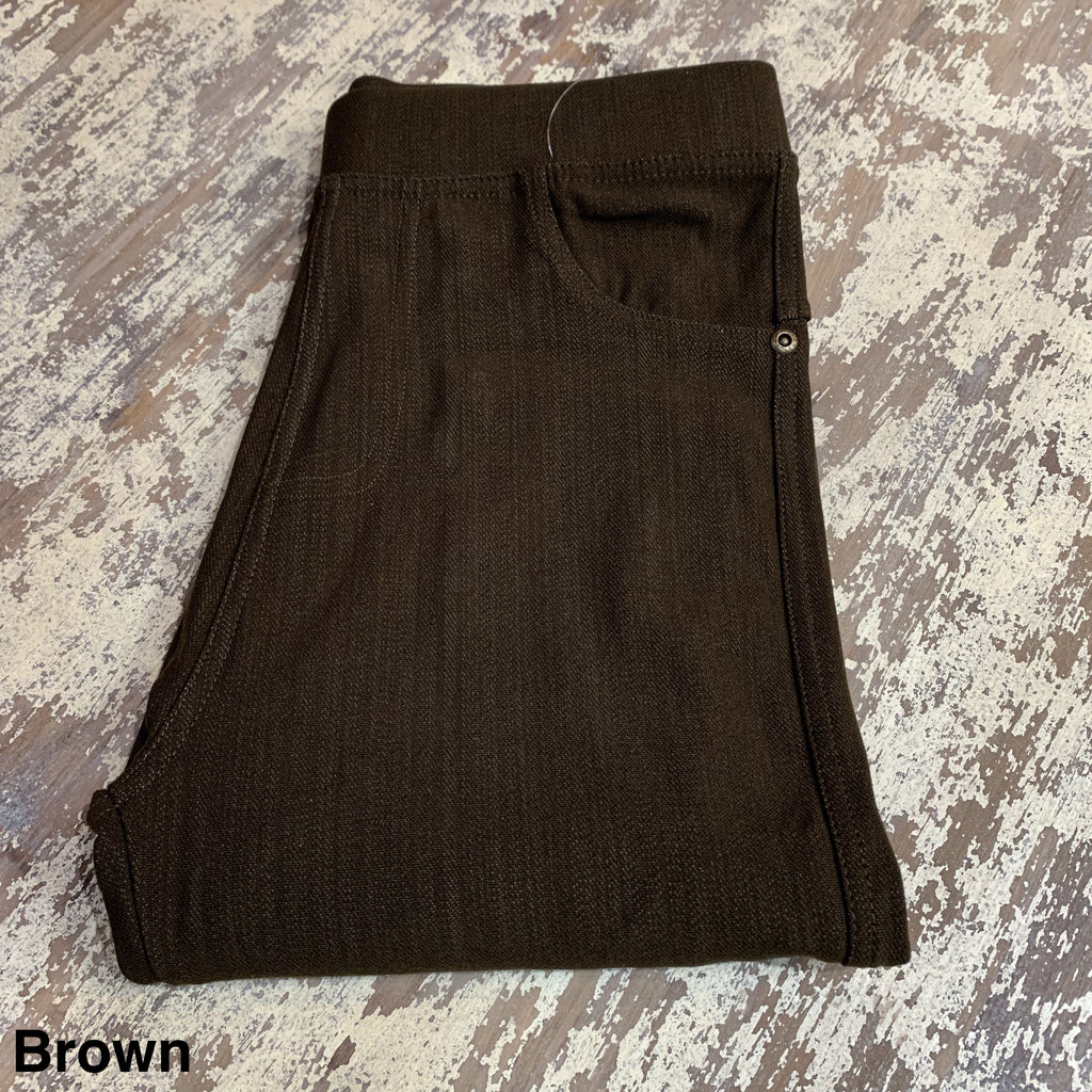 Solid Stretch Jeggings (Brown)